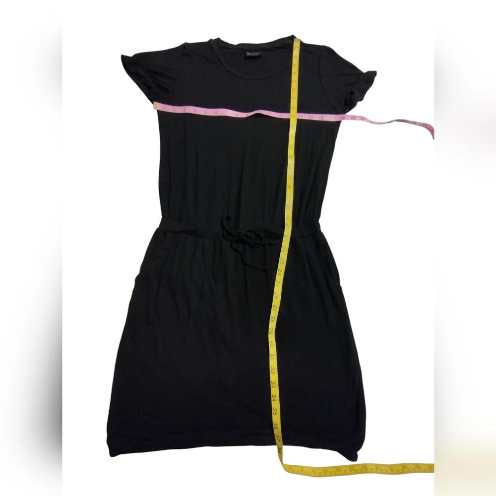 32 Degrees Cool Black Soft Lux Casual T-Shirt Dress Pockets Summer Comfy Small - Picture 5 of 7